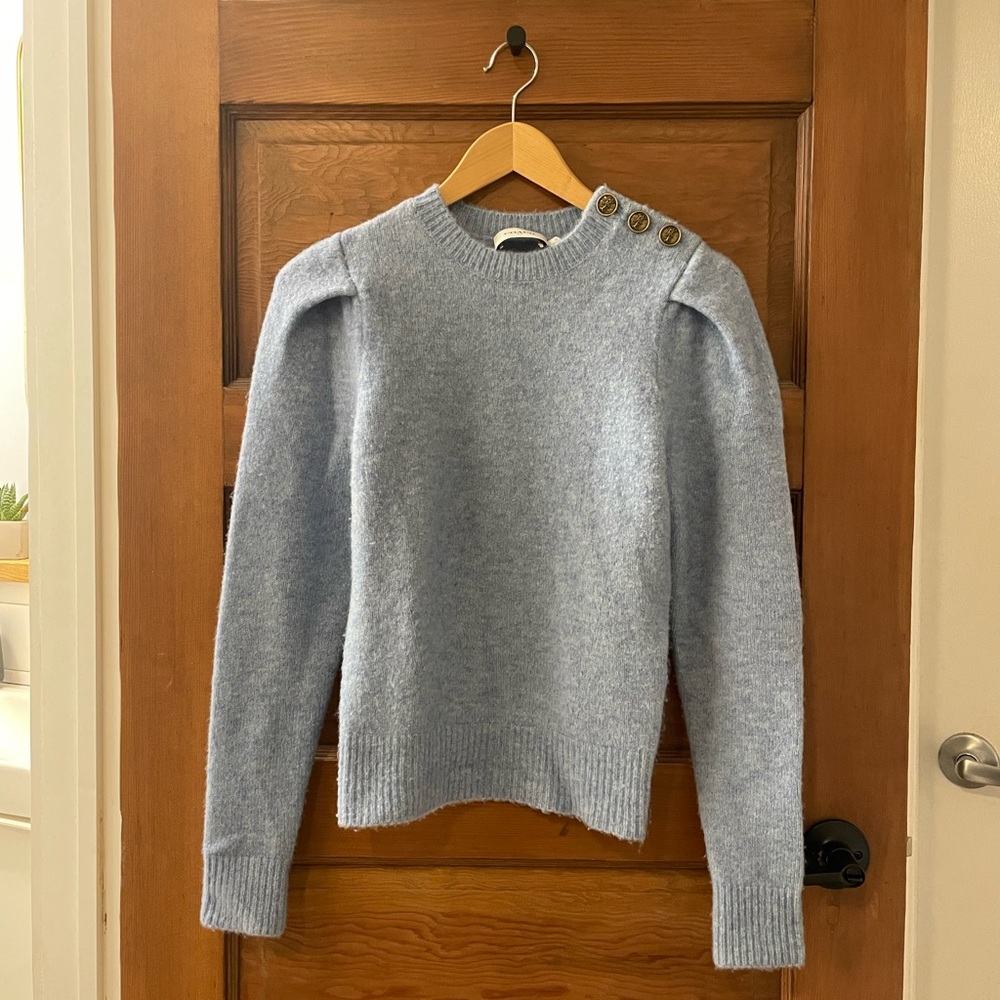 COACH 1941 Full Sleeve Crew Neck Wool Sweater Light Blue XS